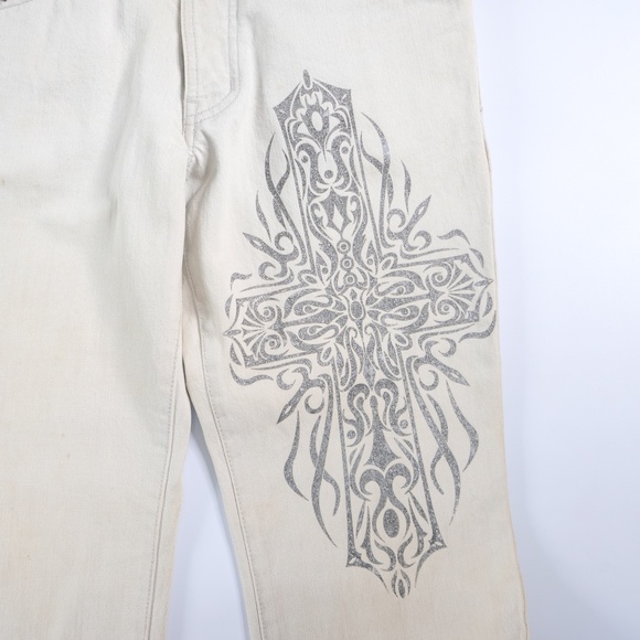 5351 pour les hommes white flared jeans with cross embroidery (Japan) - Picture 2 of 8